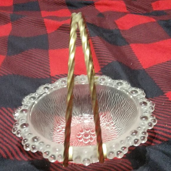 Vintage Mini Glass Bowl with Brass Handle-1970s - Picture 2 of 3